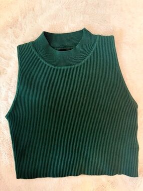 House of Harlow 1960 Dark Green Ribbed Crop Top
